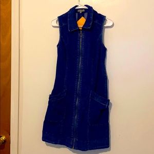 Denim Sleeveless Long Jacket (Zipper)